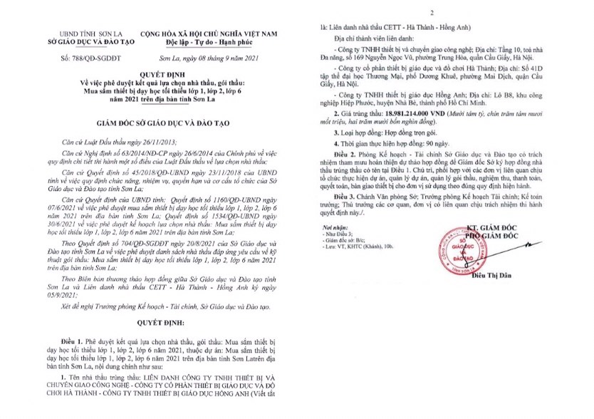 Sở GD&ĐT Sơn La: Nghi vấn đội giá thiết bị ở gói thầu nhiều tỷ đồng